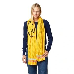 KERRI ROSENTHAL Womens Scarf Yellow Smiley Happy Face WELL LOVED 66x18.5 $348